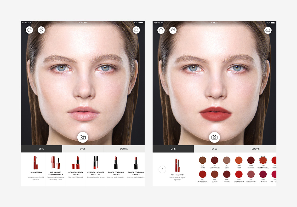 Armani tablet with lips makeup