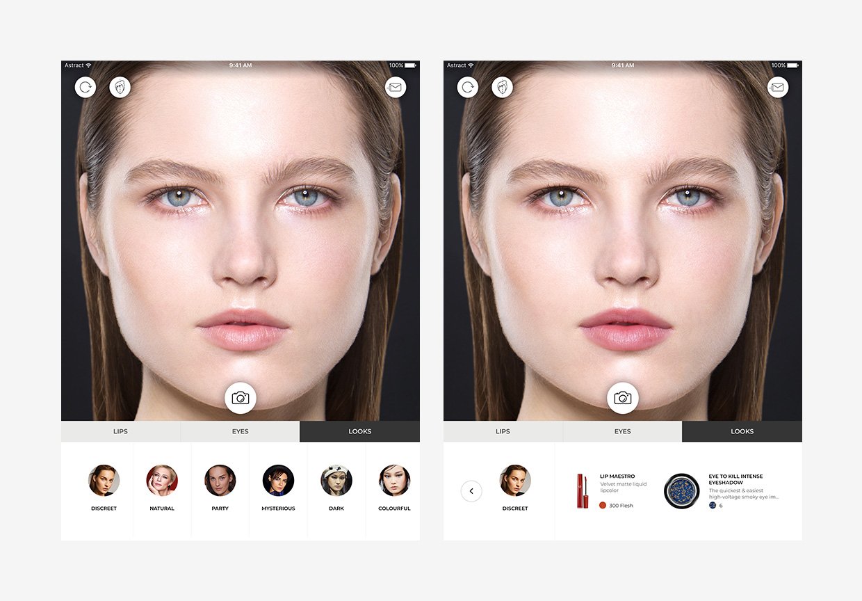 Armani tablet with looks tab open