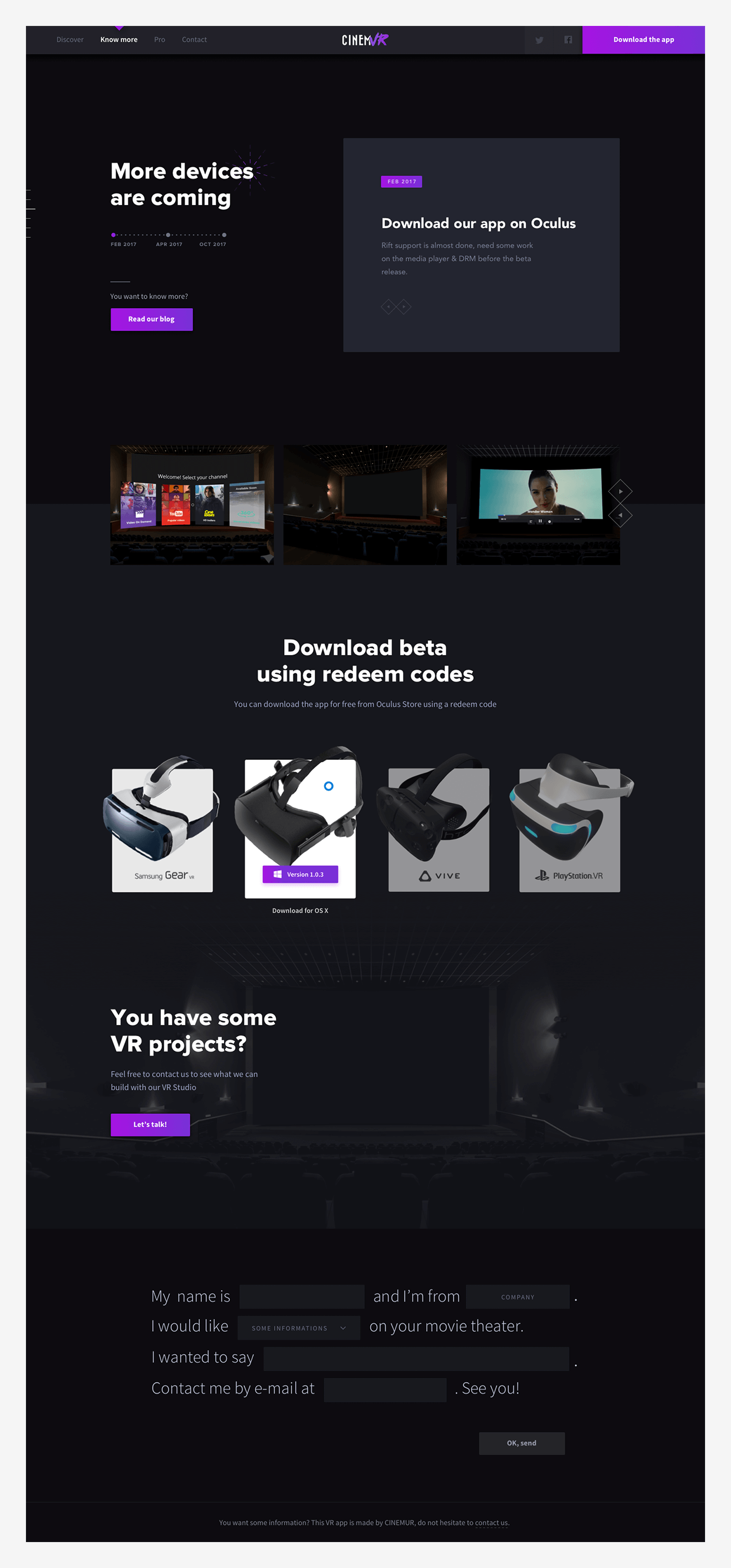 Website of cinemVR