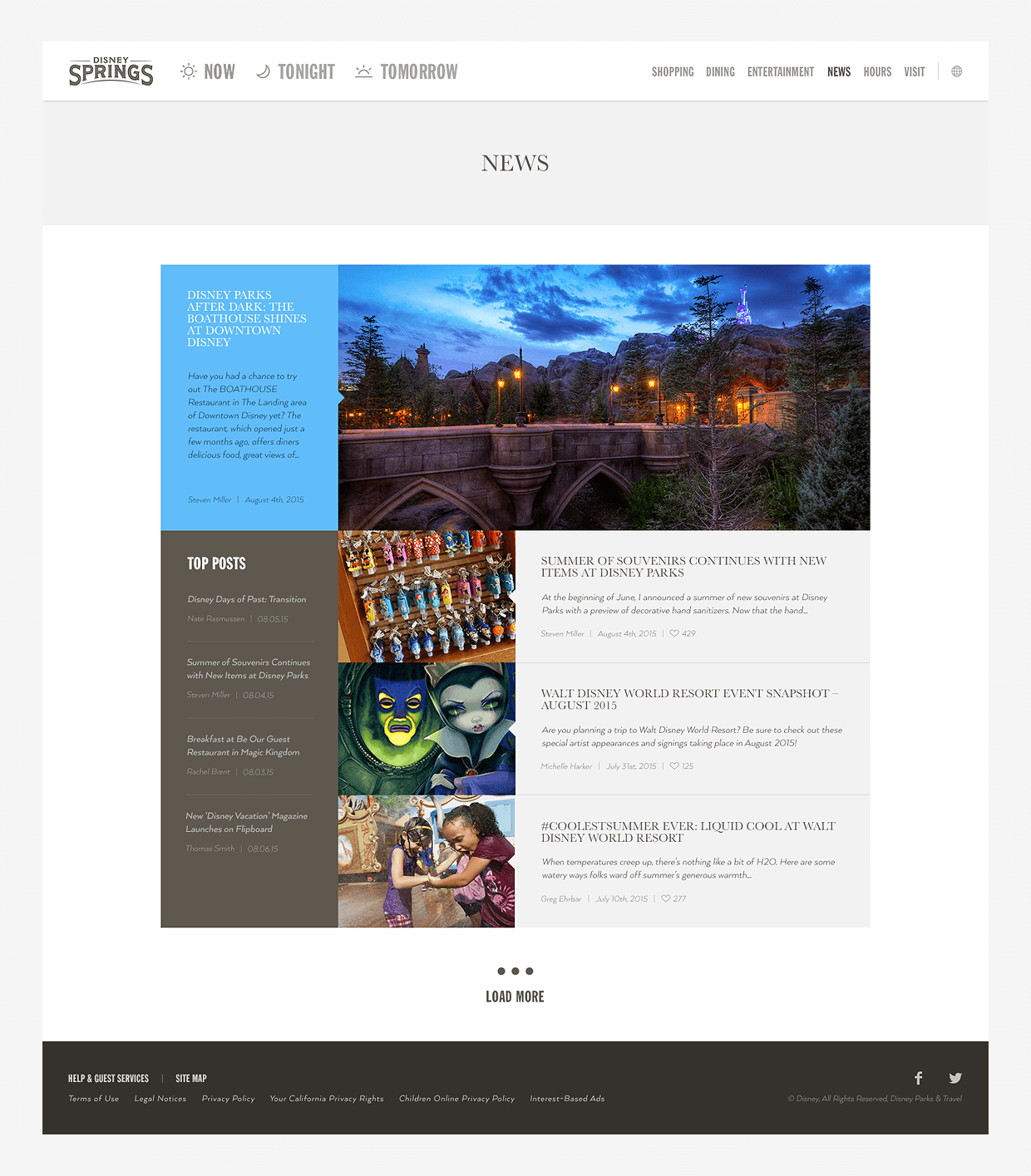 News page of Disney Springs