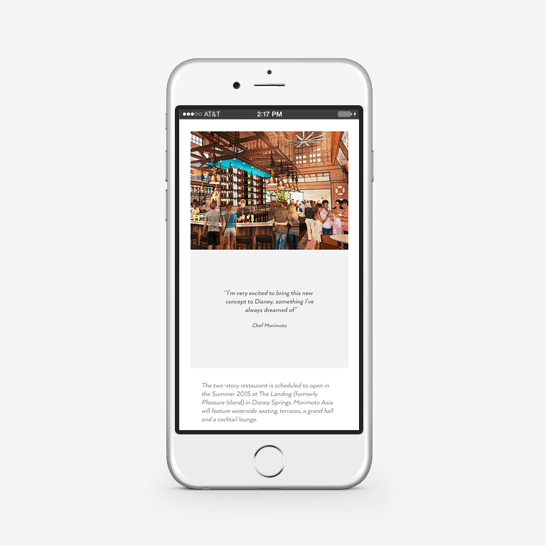 Disney mobile single news page