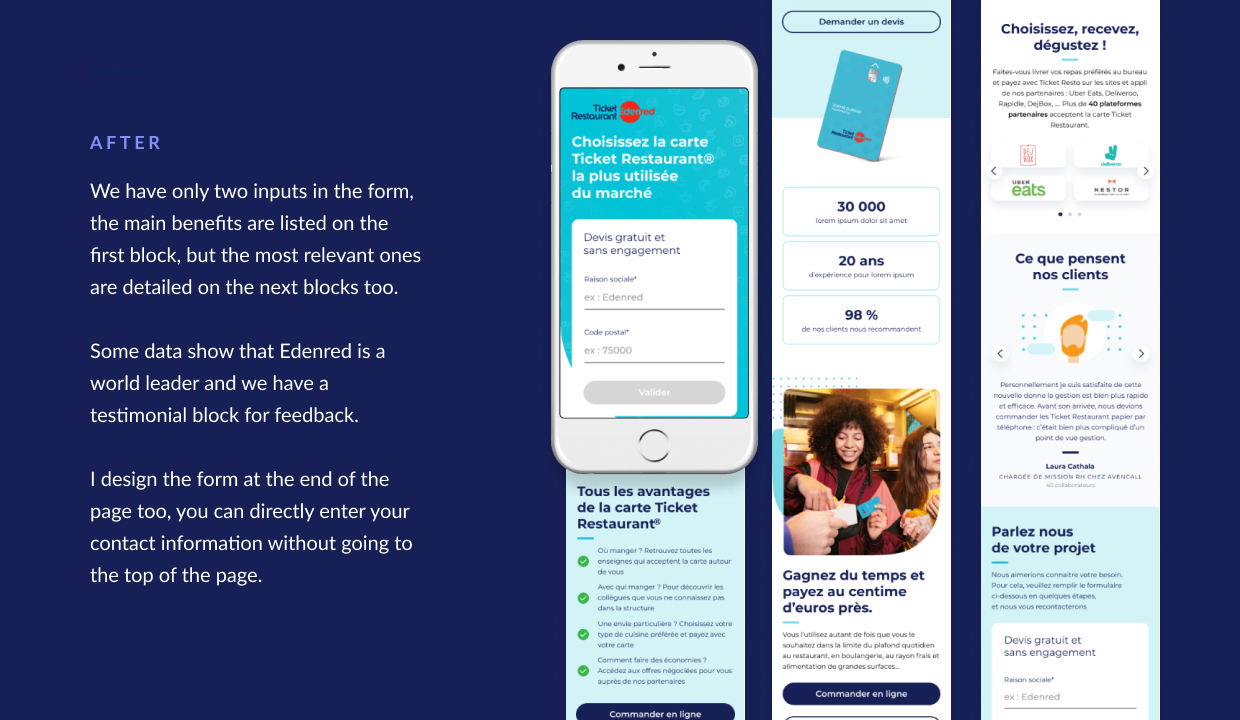 New product page of Edenred Ticket Restaurant