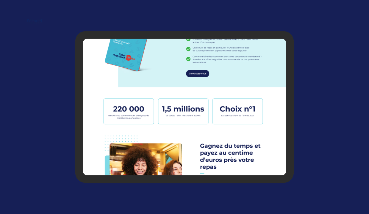 New product page in desktop for the Ticket Restaurant new product page