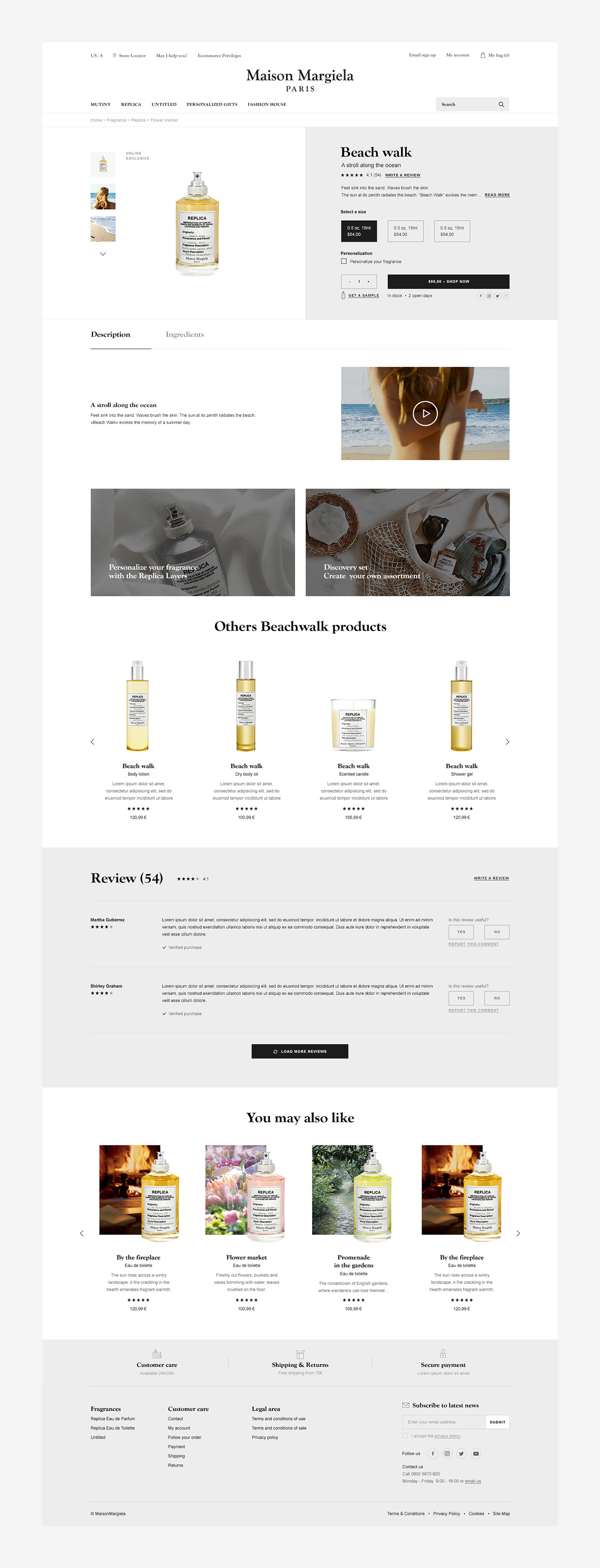 Product page of beach walk, fragrance by Maison Margiela