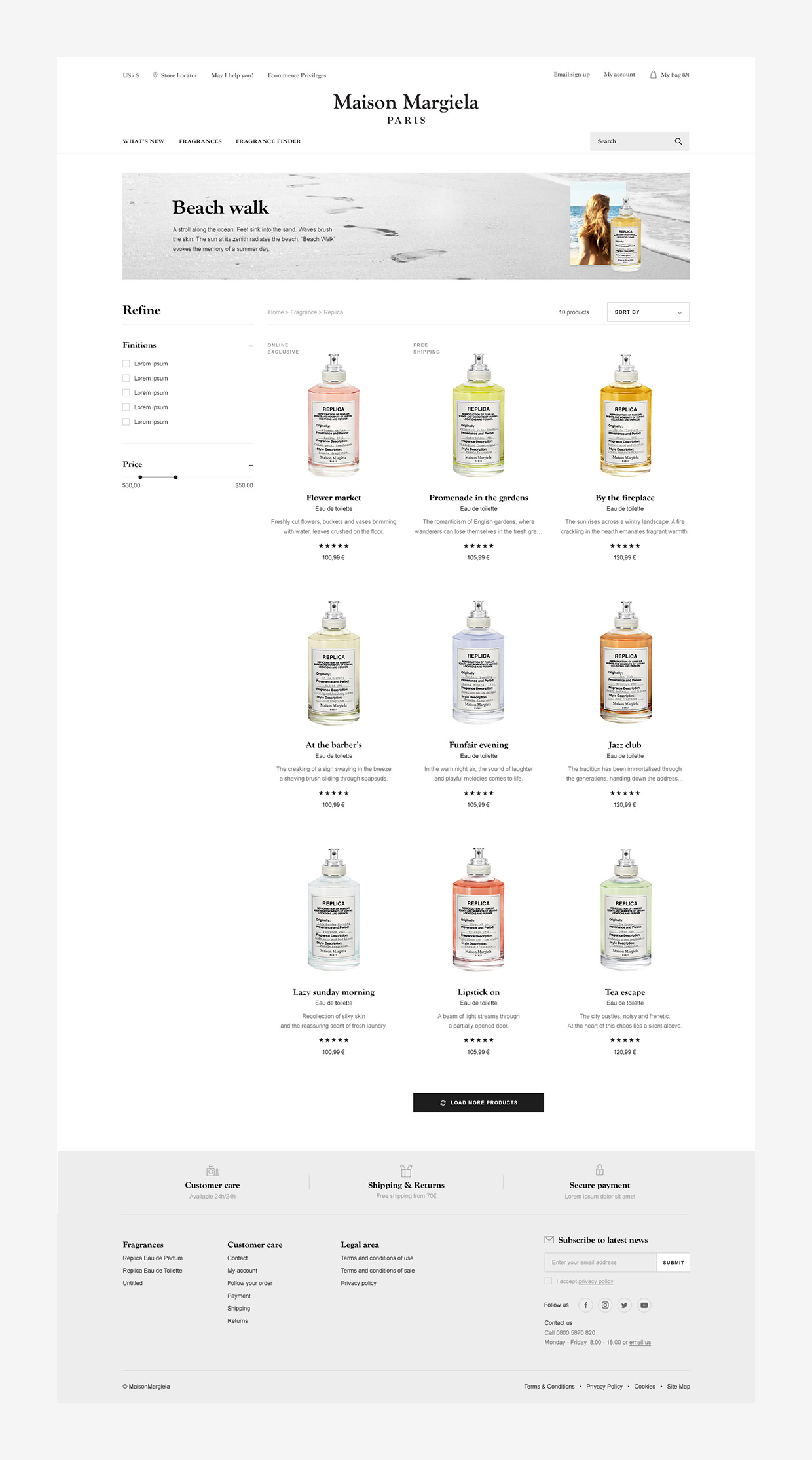 Catalog of Maison margiela's fragrances
