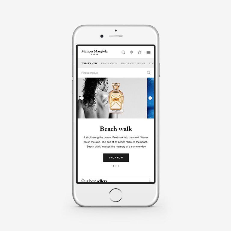 Mobile homepage of maison margiela