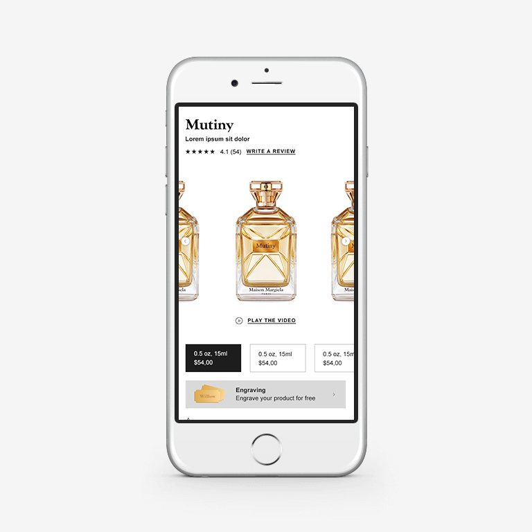 Product page of Mutiny, fragrance by Maison Margiela