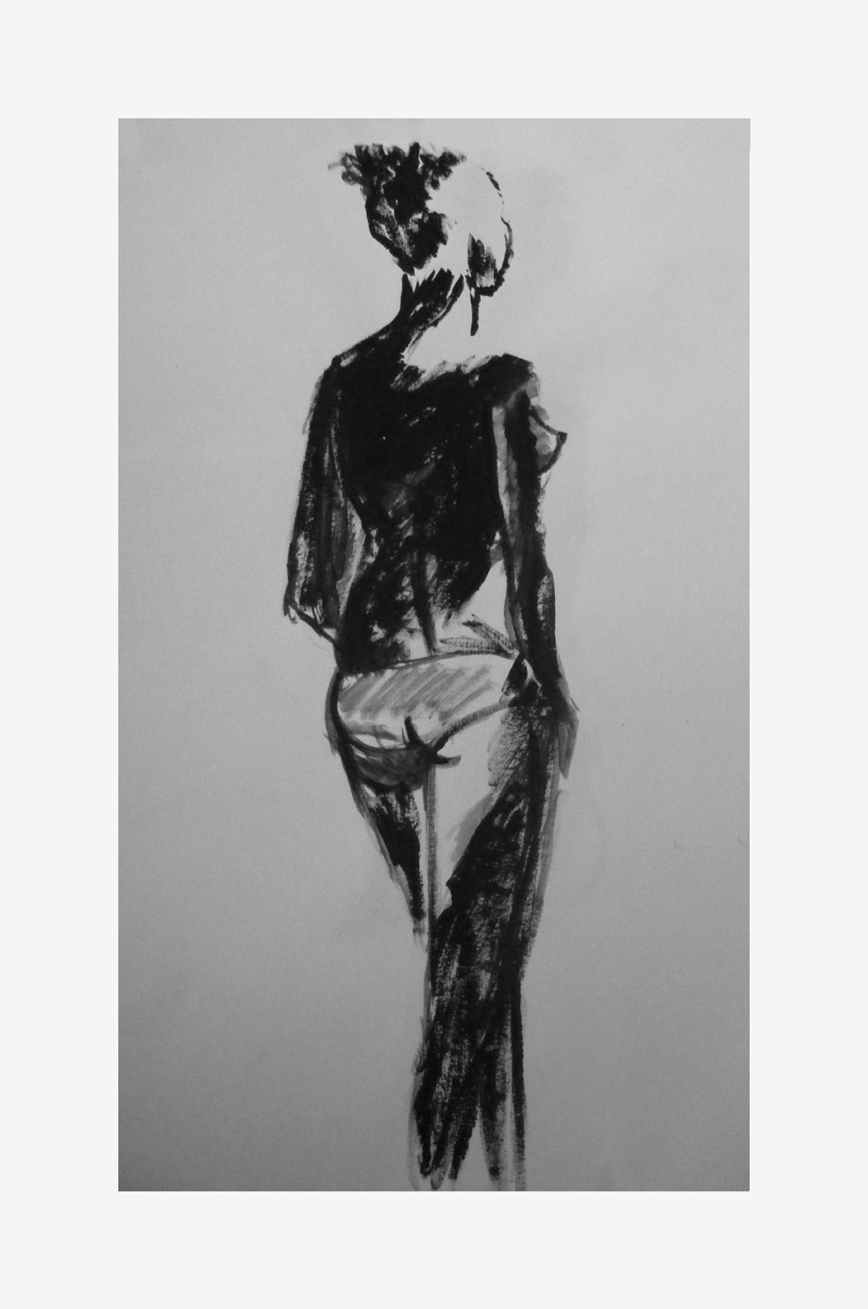 Nude woman with chinese ink