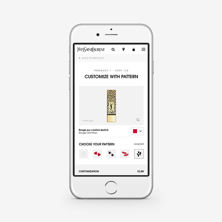 First step of personalization module on YSL