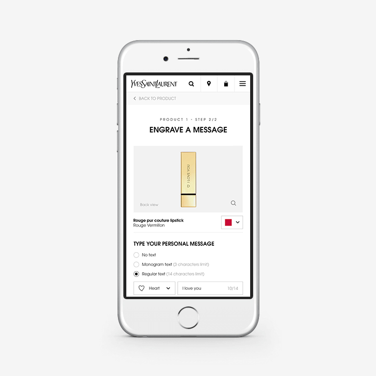Second step of personalization module on YSL