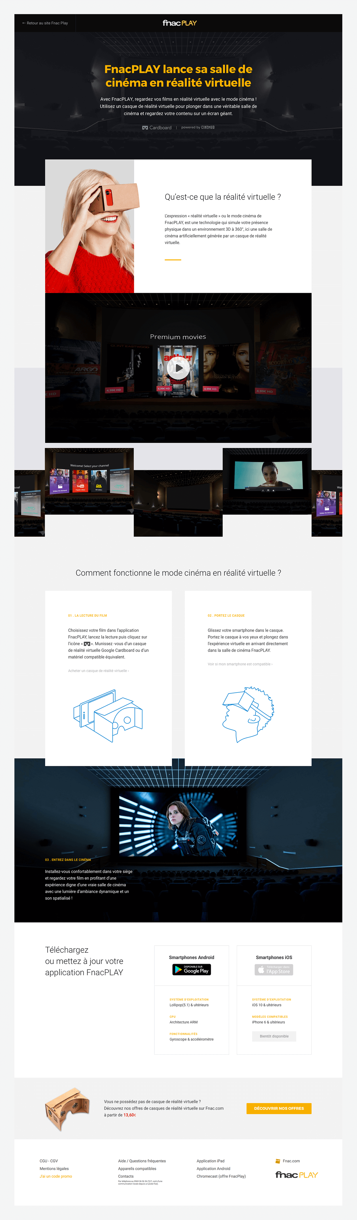 Landing page for Fnacplay virtual reality